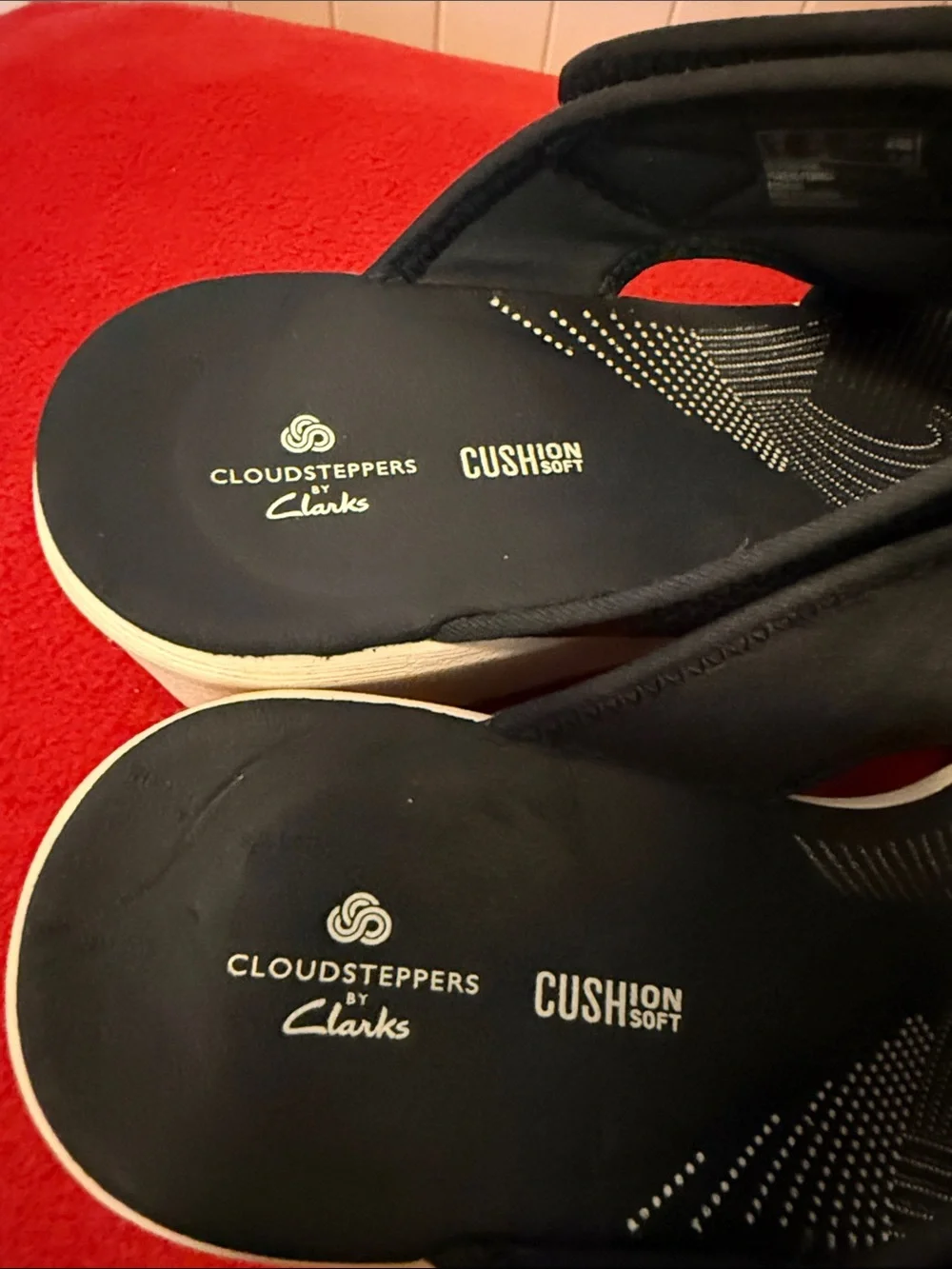 Clarks Navy Blue Wedge Slide Sandals - Women's